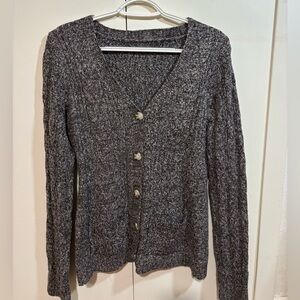 Women's Gray Button-Up Sweater/Cardigan